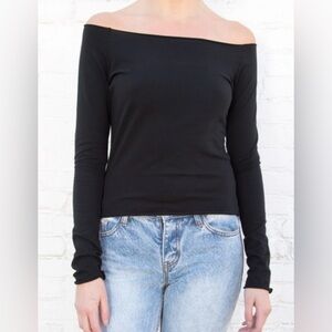 Brandy Melville Black Off-Shoulder Top